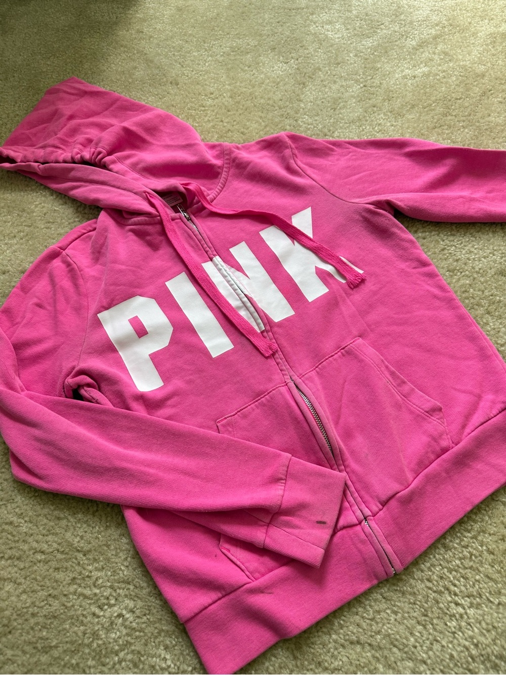 PINK Victoria's Secret Zip Hoodie in Hot Pink